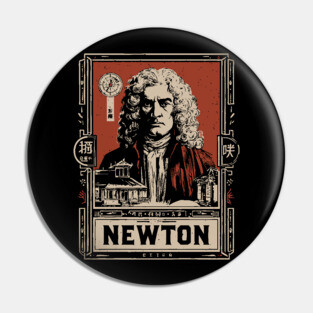 Newton Physics Pioneer Vintage Science Art Pin
