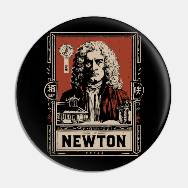 Newton Physics Pioneer Vintage Science Art Pin by TuncGK
