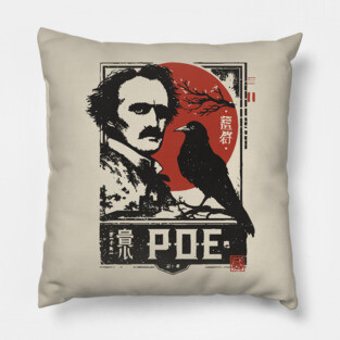 Edgar Allan Poe Gothic Literature Vintage Portrait Pillow