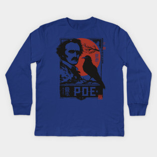 Edgar Allan Poe Gothic Literature Vintage Portrait Kids Long Sleeve T-Shirt