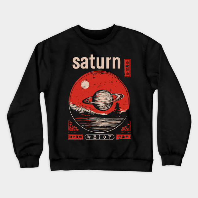 Saturn - Vintage Solar System Art Crewneck Sweatshirt by TuncGK
