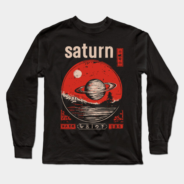 Saturn - Vintage Solar System Art Long Sleeve T-Shirt by TuncGK