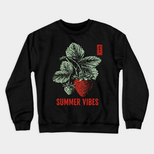 Summer Vibes - Vintage Strawberry Season Art Crewneck Sweatshirt