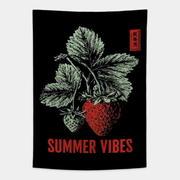Summer Vibes - Vintage Strawberry Season Art Tapestry by TuncGK