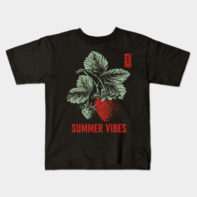 Summer Vibes - Vintage Strawberry Season Art Kids T-Shirt by TuncGK