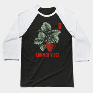 Summer Vibes - Vintage Strawberry Season Art Baseball T-Shirt