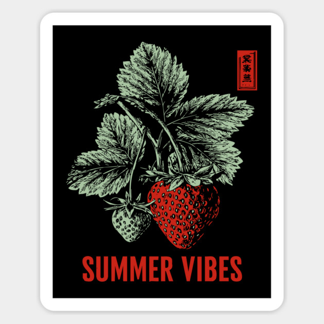 Summer Vibes - Vintage Strawberry Season Art Magnet by TuncGK