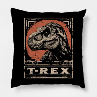 T-Rex Dinosaur - Vintage Jurassic Predator Art Pillow