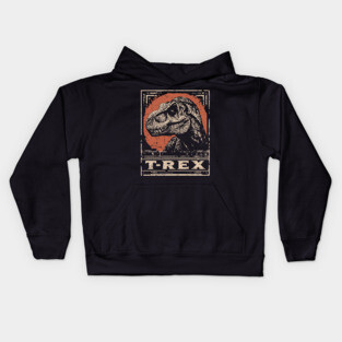 T-Rex Dinosaur - Vintage Jurassic Predator Art Kids Hoodie