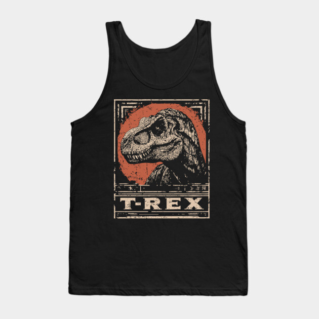 T-Rex Dinosaur - Vintage Jurassic Predator Art Tank Top by TuncGK