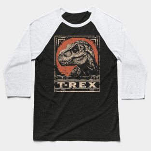 T-Rex Dinosaur - Vintage Jurassic Predator Art Baseball T-Shirt