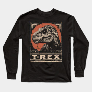 T-Rex Dinosaur - Vintage Jurassic Predator Art Long Sleeve T-Shirt