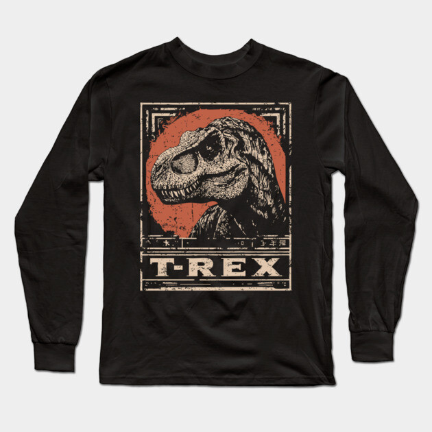 T-Rex Dinosaur - Vintage Jurassic Predator Art Long Sleeve T-Shirt by TuncGK