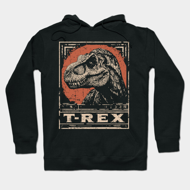 T-Rex Dinosaur - Vintage Jurassic Predator Art Hoodie by TuncGK