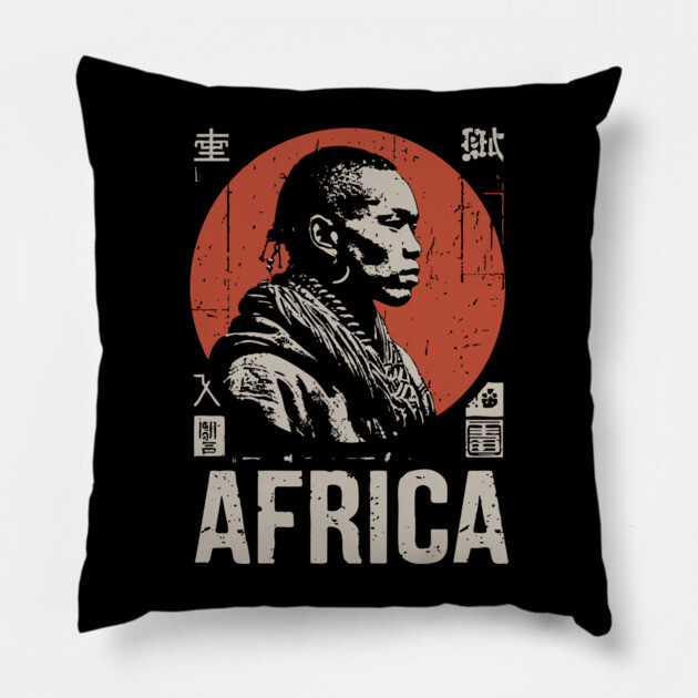 Young African - Vintage Cultural Portrait Art Pillow by TuncGK