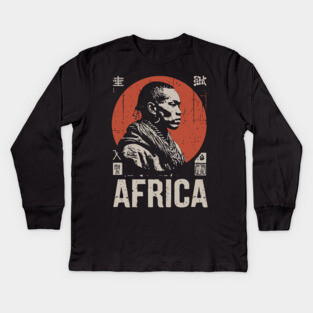 Young African - Vintage Cultural Portrait Art Kids Long Sleeve T-Shirt
