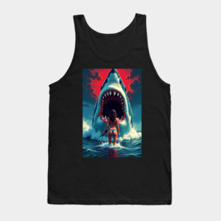 Deep Sea Showdown | Retro Shark Attack Poster | Pulp B Movie Horror Art Tank Top