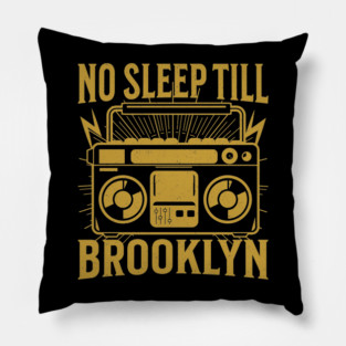 Vintage retro boombox No Sleep Till Brooklyn Music Rap Hip Hop Pillow