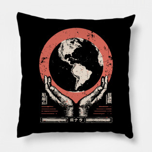 Earth Guardian Hands | Vintage Environmental Art Pillow