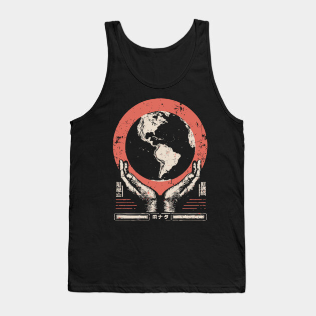 Earth Guardian Hands | Vintage Environmental Art Tank Top by TuncGK