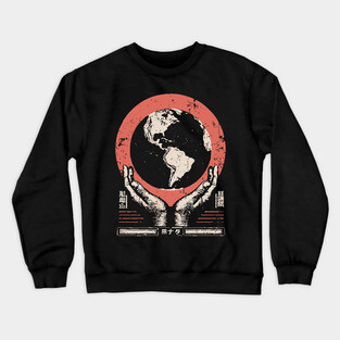 Earth Guardian Hands | Vintage Environmental Art Crewneck Sweatshirt