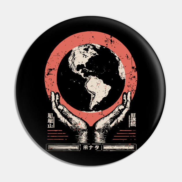 Earth Guardian Hands | Vintage Environmental Art Pin by TuncGK