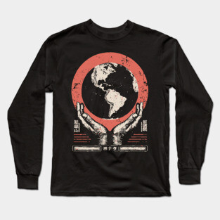 Earth Guardian Hands | Vintage Environmental Art Long Sleeve T-Shirt