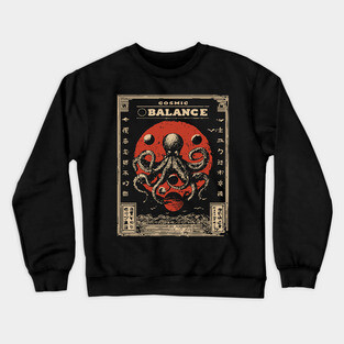 Cosmic Balance Octopus | Vintage Ocean Wisdom Art Crewneck Sweatshirt