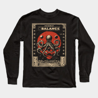 Cosmic Balance Octopus | Vintage Ocean Wisdom Art Long Sleeve T-Shirt