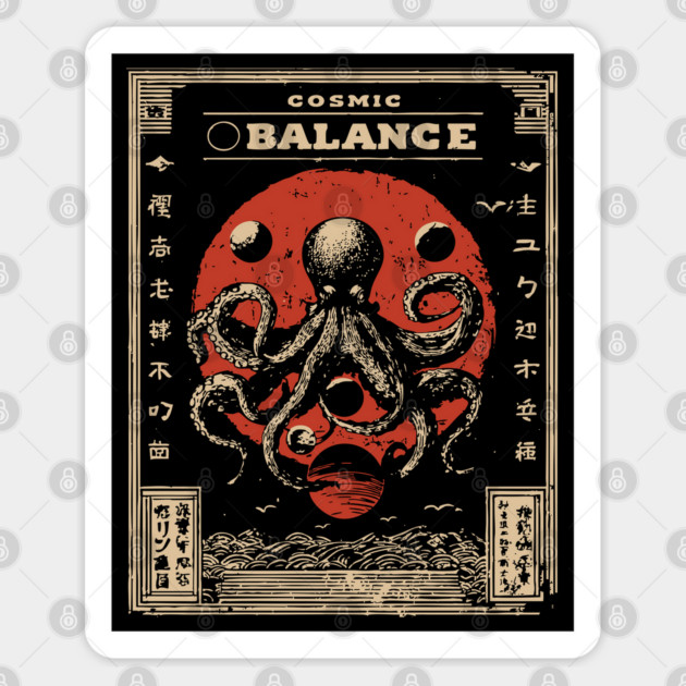 Cosmic Balance Octopus | Vintage Ocean Wisdom Art Sticker by TuncGK