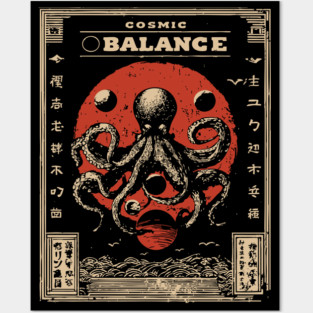 Cosmic Balance Octopus | Vintage Ocean Wisdom Art Posters and Art