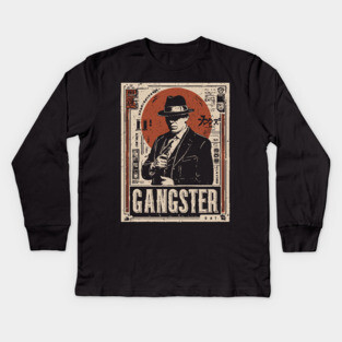 Vintage Gangster Portrait | Retro Noir Crime Art Kids Long Sleeve T-Shirt