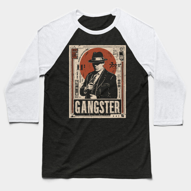 Vintage Gangster Portrait | Retro Noir Crime Art Baseball T-Shirt by TuncGK