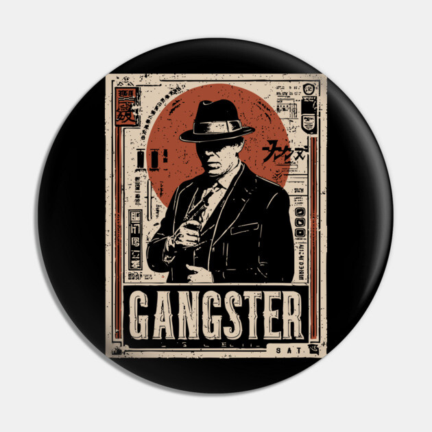 Vintage Gangster Portrait | Retro Noir Crime Art Pin by TuncGK