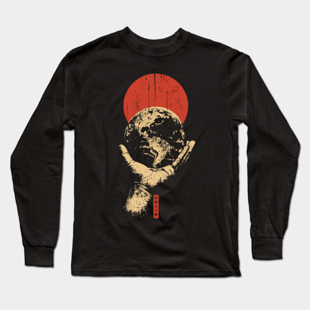 Gentle Earth Guardian | Environmental Protection Art Long Sleeve T-Shirt by TuncGK