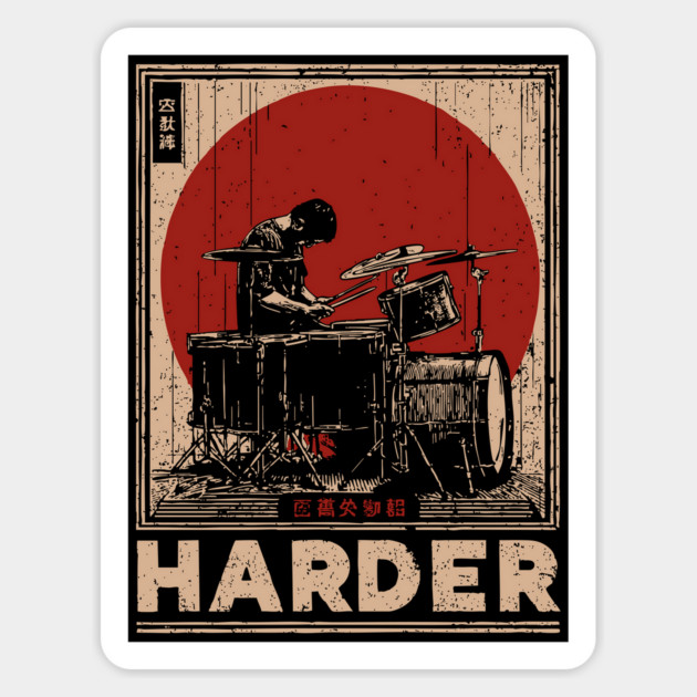 Harder Drummer | Vintage Music Motivation Art Magnet by TuncGK