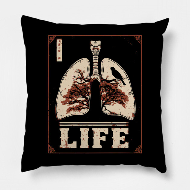 Life in Lungs | Anatomical Breath Art Pillow by TuncGK