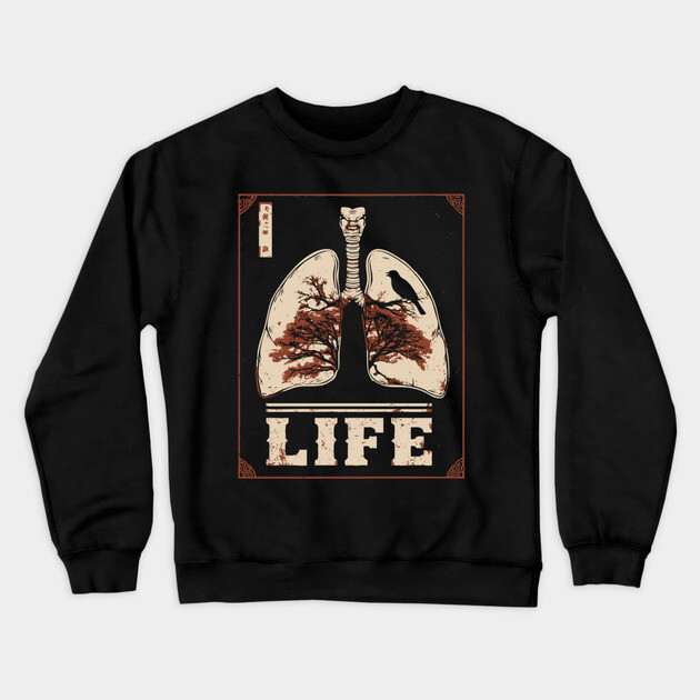 Life in Lungs | Anatomical Breath Art Crewneck Sweatshirt by TuncGK