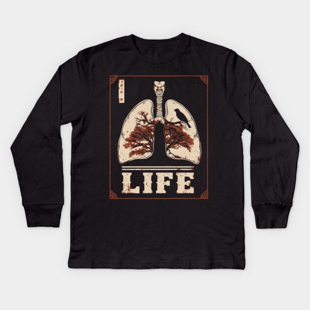 Life in Lungs | Anatomical Breath Art Kids Long Sleeve T-Shirt by TuncGK