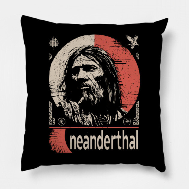 Neanderthal Ancestor | Human Evolution Art Pillow by TuncGK