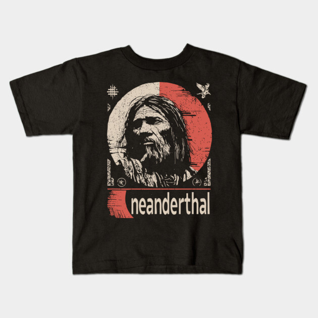 Neanderthal Ancestor | Human Evolution Art Kids T-Shirt by TuncGK