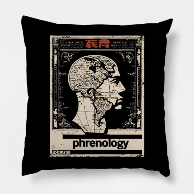 Phrenology Map | Vintage Pseudoscience Art Pillow by TuncGK