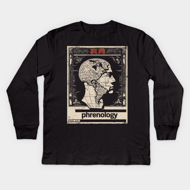 Phrenology Map | Vintage Pseudoscience Art Kids Long Sleeve T-Shirt by TuncGK