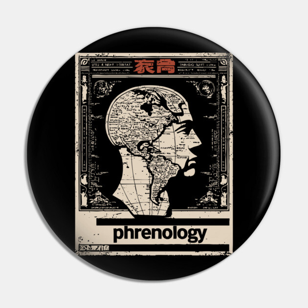 Phrenology Map | Vintage Pseudoscience Art Pin by TuncGK