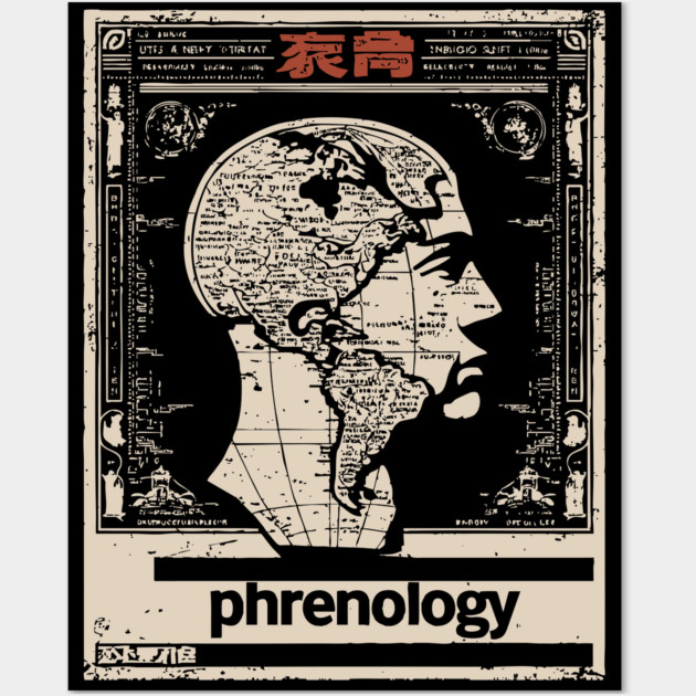 Phrenology Map | Vintage Pseudoscience Art Wall Art by TuncGK