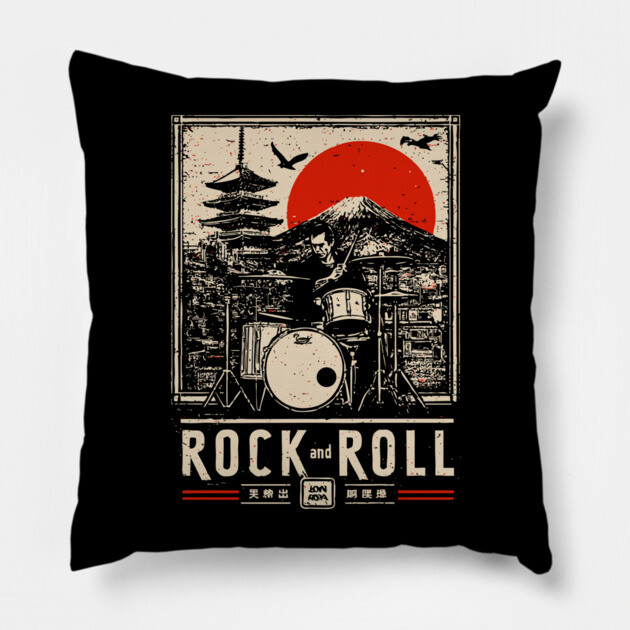 Rock and Roll Drummer | Vintage Music Legacy Art Pillow by TuncGK