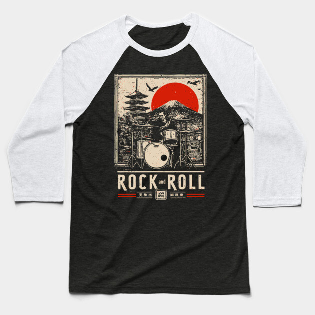 Rock and Roll Drummer | Vintage Music Legacy Art Baseball T-Shirt by TuncGK