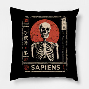 Sapiens Skeleton | Human Mortality Art Pillow
