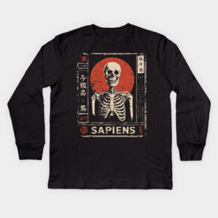 Sapiens Skeleton | Human Mortality Art Kids Long Sleeve T-Shirt