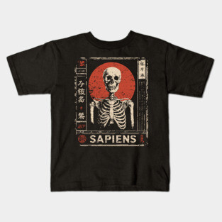 Sapiens Skeleton | Human Mortality Art Kids T-Shirt